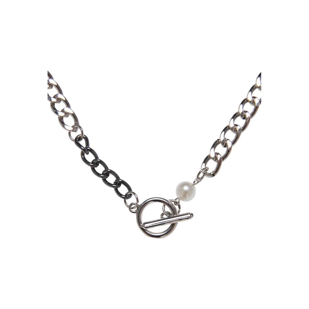 Urban Classics - Pearl Fastener Ketting - Zilverkleurig